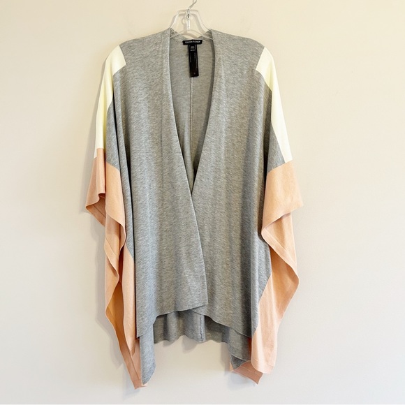 Eileen Fisher Colorblock Poncho Wrap  in Dark Pearl Quiet Luxury - Picture 4 of 12